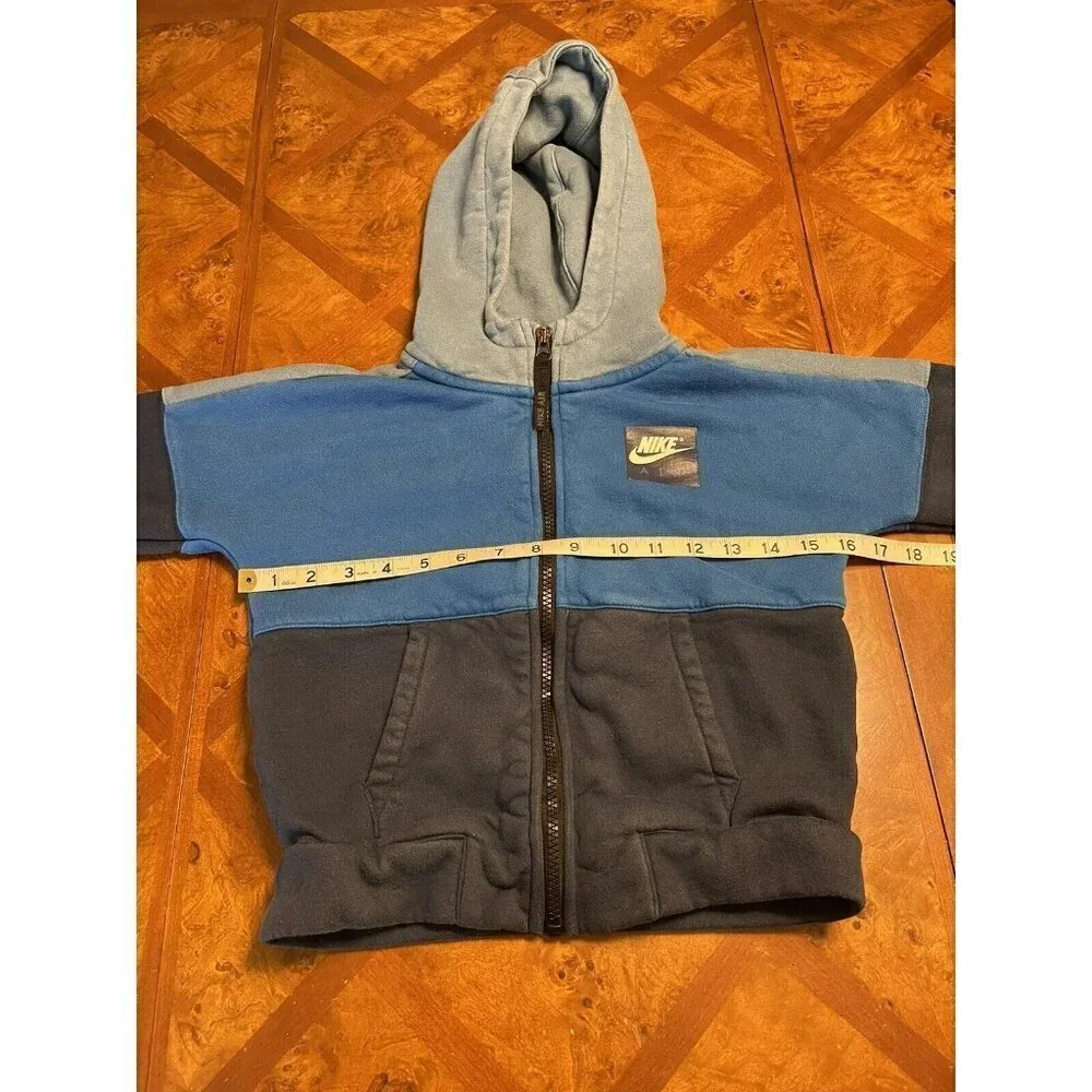 Nike Youth Hooded Full Zip Sweatshirt Jacket Unisex Size 6 M Blue Pockets Logo